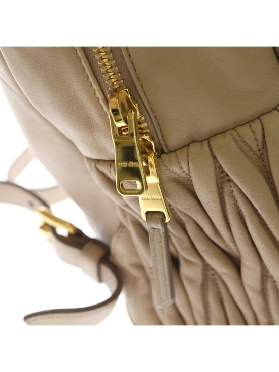 Miu Miu Matelasse Mini Backpack Beige Leather Gold